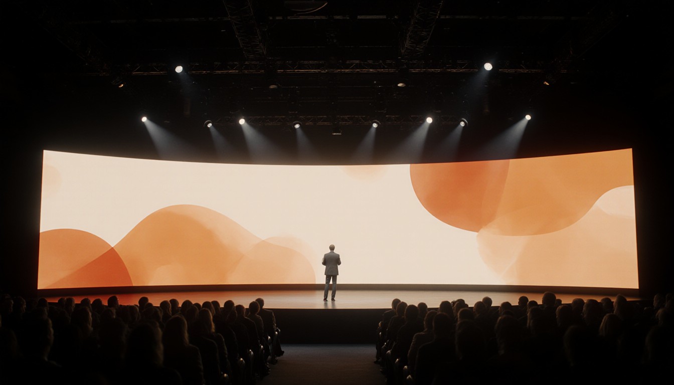 A professionally lit stage at a corporate conference.
