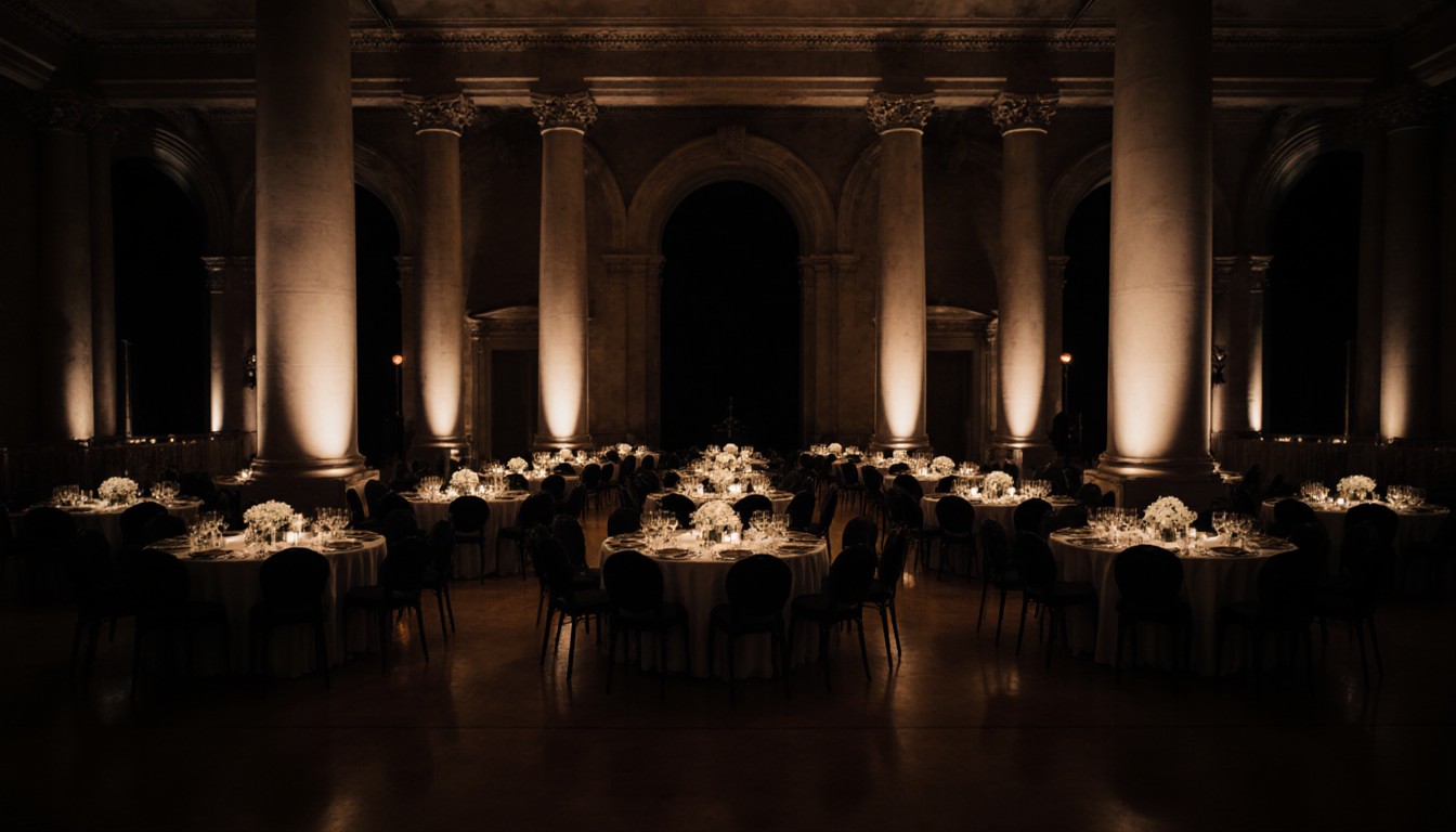 Elegant gala with sophisticated lighting and decor